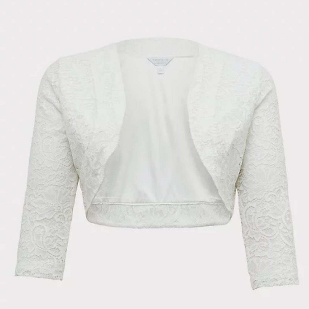 Torrid White Lace Open Front Shrug - Picture 4 of 4